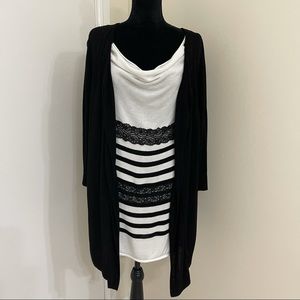 Db established 1962 sweater black & white w/ lace